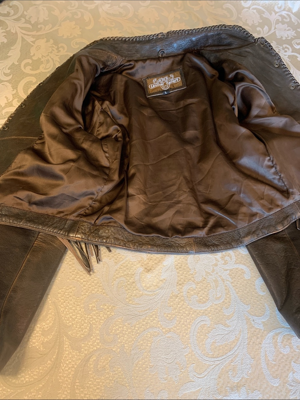 Brown Beaded Fringe Leather fully Lined Jacket with Western Feel - Picture 4 of 15